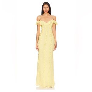 Lovers + Friends Marisol Yellow Ruffle Maxi Dress
